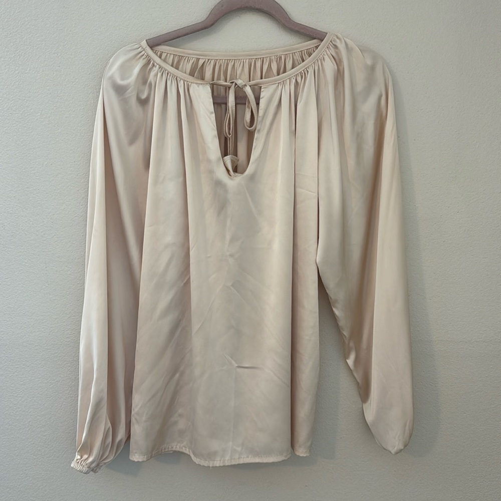 Silky long sleeve balloon top